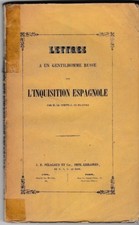 DE MAISTRE - LETTRES SUR L'INQUISITION ESPAGNOLE - LIVRE ANCIEN RARE