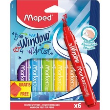 [844822] Maped Etui de 6 Marqueurs pour Vitre MARKER'PEPS Window 2mm