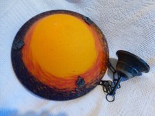 ANCIEN LUSTRE VASQUE SIGNE VIANNE ORANGE JAUNE