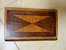 Boite ancienne étui cigares marqueterie bois précieux loupe palissandre fin XIXe