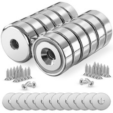 Poppstar 12 aimants en pot de néodyme avec trou de fraisage et capsule, force d'