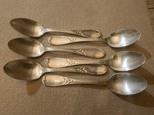 6 Cuillères à Café ou Dessert en  Métal Argenté  Louis XV