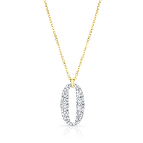 Collier pendentif ovale - ovale, pavé