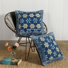 Indigo Bloc Coussin Imprimé