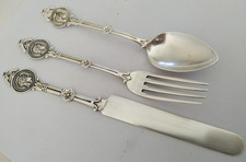 ANCIENS COUVERTS ARGENT MASSIF MÉDAILLON PORTRAIT STERLING MEDALLION H ZACHARIAS