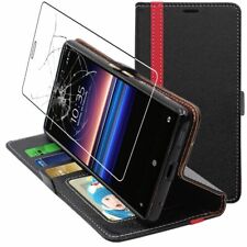 Coque Sony Xperia 1 (2019) Etui Portefeuille Housse Porte-Cartes + VERRE Trempé