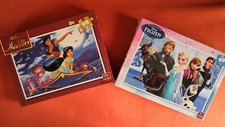 LOT DE 2 PUZZLES ENFANT DISNEY 100 PIÈCES  ALADIN +  REINE DES NEIGES NEUFS 