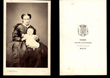 Darnay, Melun, Mère & Bébé Vintage albumen print CDV. Tirage albuminé  6,5
