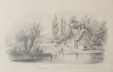 Suisse dessin graphite Lac de