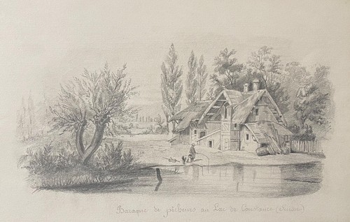 Suisse dessin graphite lac - dessin,