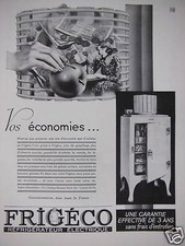 PUBLICITÉ FRIGÉCO RÉFRIGÉRATEUR ÉLECTRIQUE UNE GARANTIE EFFECTIVE DE 3 ANS