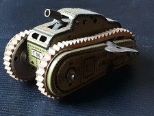 Jouet ancien Tank tôle lithographie GAMA Germany - Il mitraille ! Avant Guerre. 