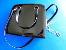 Sac à main noir cuir vernis Sonia Rykiel