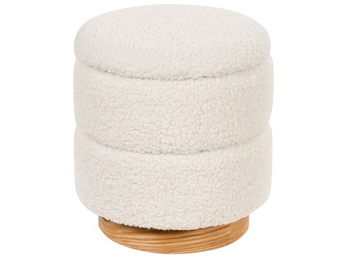 Pouf coffre peluche blanc - coffre, en