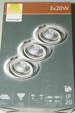Lot de 3 spots encastrables orientables 3X20 W fer alu brossé + ampoules
