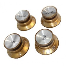 Set de Boutons Style Gibson SG en plexi Gold Metrique non grave Silver reflector