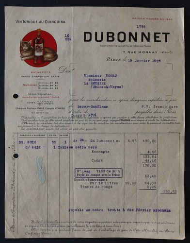 Facture 1925 quinquina - facture,