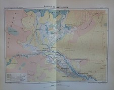 MAP, Mouth of Amu Darya, Central Asia...Antique  Engraving  1881