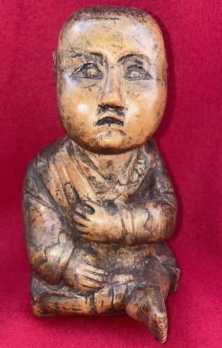 Statue moine enfant bois - enfant,