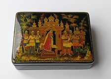 boite laque Palekh Russie peinture signée 1997 rare vintage lacquer box Russian