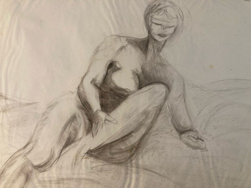 Très beau dessin assis - beau, nu