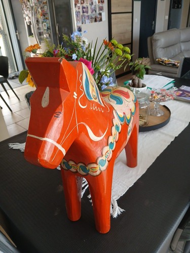 Statuette cheval bois peint - cheval, en