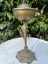 Pied de Lampe A Pétrole Laiton Vers 1900 Décors de Feuille de Châtaignée