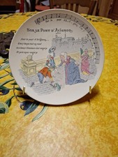 Assiette faience GD Georges Dreyfus Paris  Chanson sur le pont d'Avignon 