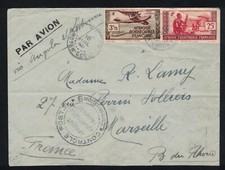 Lettre avion AEF via Angola Lisbonne vers Marseille 16.7.1940 affranchie