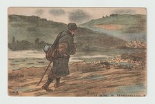 Par GABARD . Le retour du permissionnaire. Poilus dans les tranchées CPA 9151