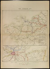 Carte ancienne des chemins de Fer, 1862.  CF de l'Ouest, Algérie, Bretagne ...