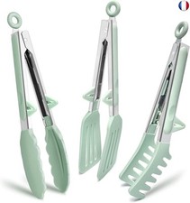 Pince Cuisine Inox, 23cm Lot de 3 Pince Barbecue avec Embouts en Silicone,