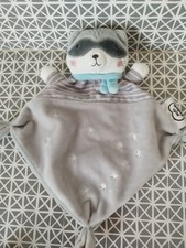 Doudou plat raton laveur gris
