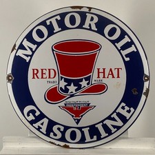 Plaque émaillée chapeau rouge - Ø 50 cm (19,7") - Belle décoration murale...