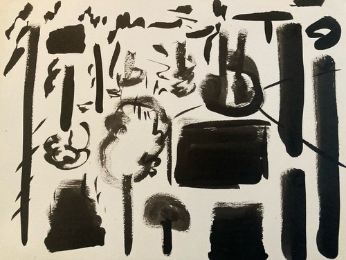 Peinture abstrait 1990 papier - peinture,