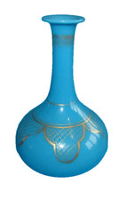 Ancienne carafe de nuit en opaline bleue doré Epoque XIX Charles X baccarat