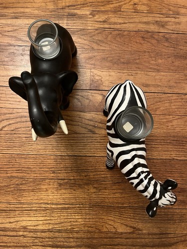 Partylite elephant and zebra - and,