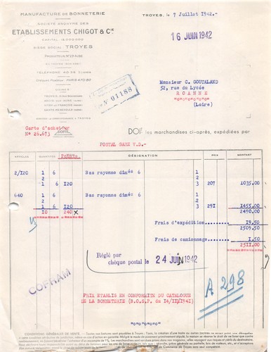 1942 manufacture bonneterie - manufacture, de