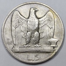 Monnaie Argent, 5 Lire 1927