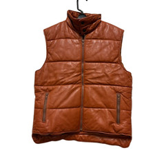 Cuir Vintage Gilet S TAN BRUN
