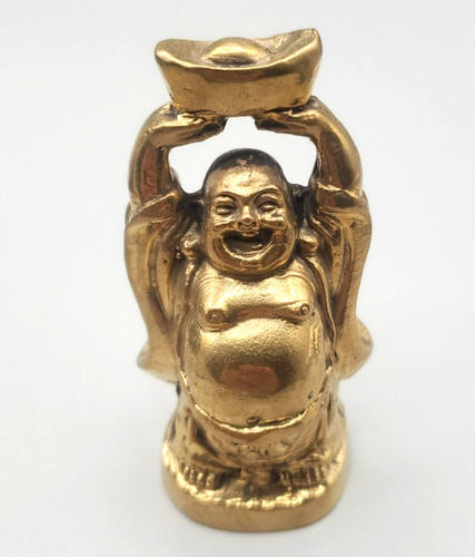 Gold laughing buddha - laughing, holding