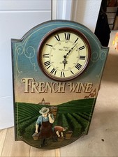 Ancienne Décoration Bois Country Corner French Wine Vigne Vin Vigneron Horloge 