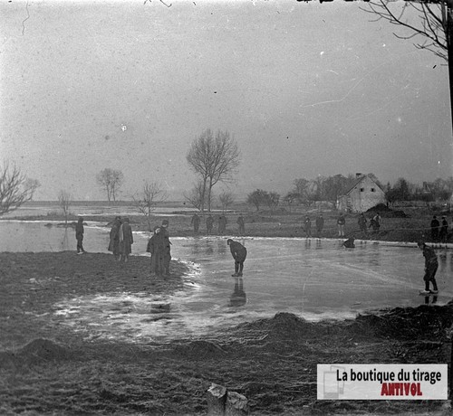 Patinage sur étang guerre - patinage, un