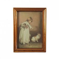 Peinture De Chat Et Fille Dans Un Cadre En Bois Accessoire Miniature