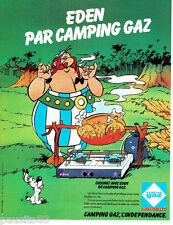 PUBLICITE ADVERTISING 066  1980  Camping Gaz  Obélix  réchaud Eden