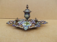 Ancien encrier et porte plume Napoléon III en bronze cloisonné 19ème