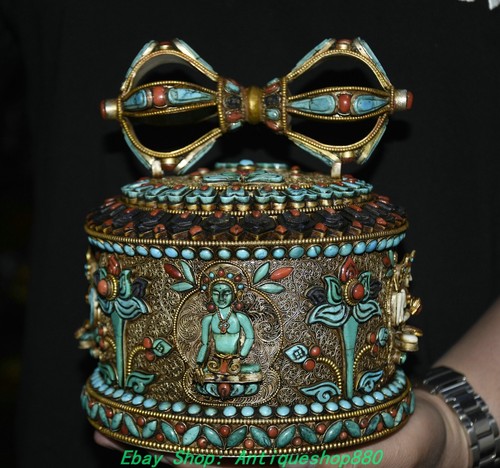 Old tibetan silver - 7.4''old, inlay