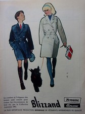publicite  advertissing  vetements BLIZZAND par GRUAU    ANNEE 1961  M 1258