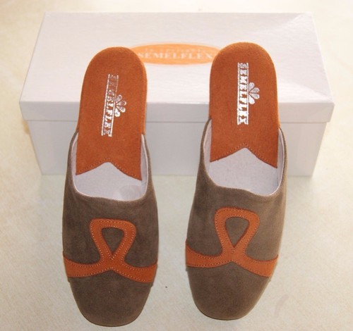Chaussons marron orange - chaussons,