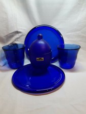 Verre bleu 2 assiettes/dessous